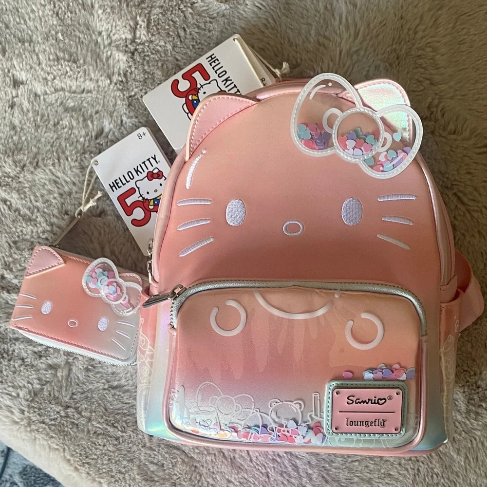 NWT Set Loungefly Sanrio Hello Kitty 50th Anniversary Mini Backpack & Wallet - Picture 3 of 12